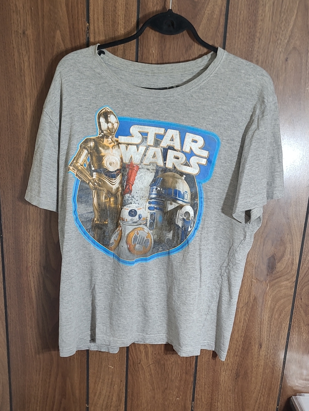 Star Wars Men's Graphic Tee - Grey with Gold & Blue Droids